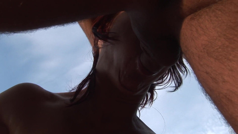 Outdoor Fucktivities: Dirty redhead gets rammed outside on a bench