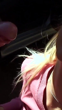 I fuck this amazing hot blonde slut giving blowjob with natural tits outdoors where they can see us