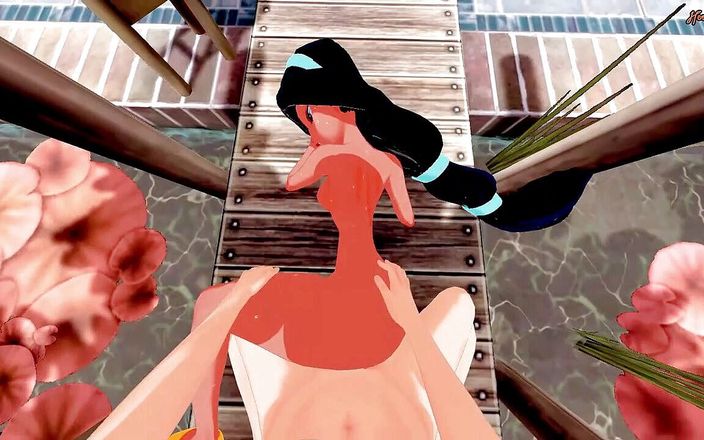 Hentai Smash: Princesa Jasmine engole sua porra e é fodida do seu POV.