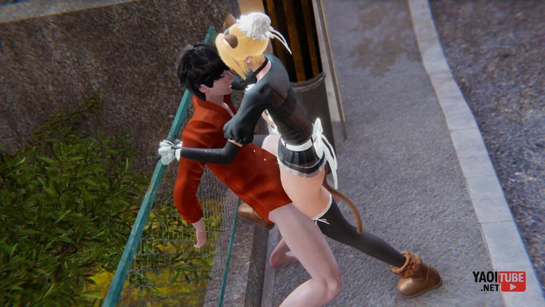 Yaoitube: Yaoi - seksowna pokojówka femboy jest publicznie zerżnięta