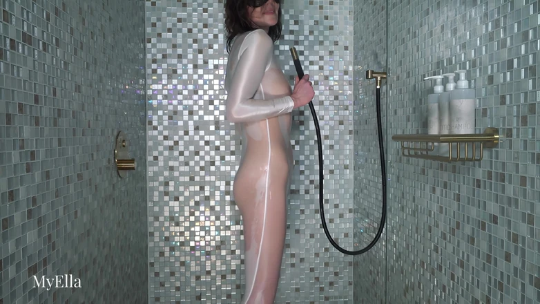 Myella: My New Super Tight Shiny White Catsuit