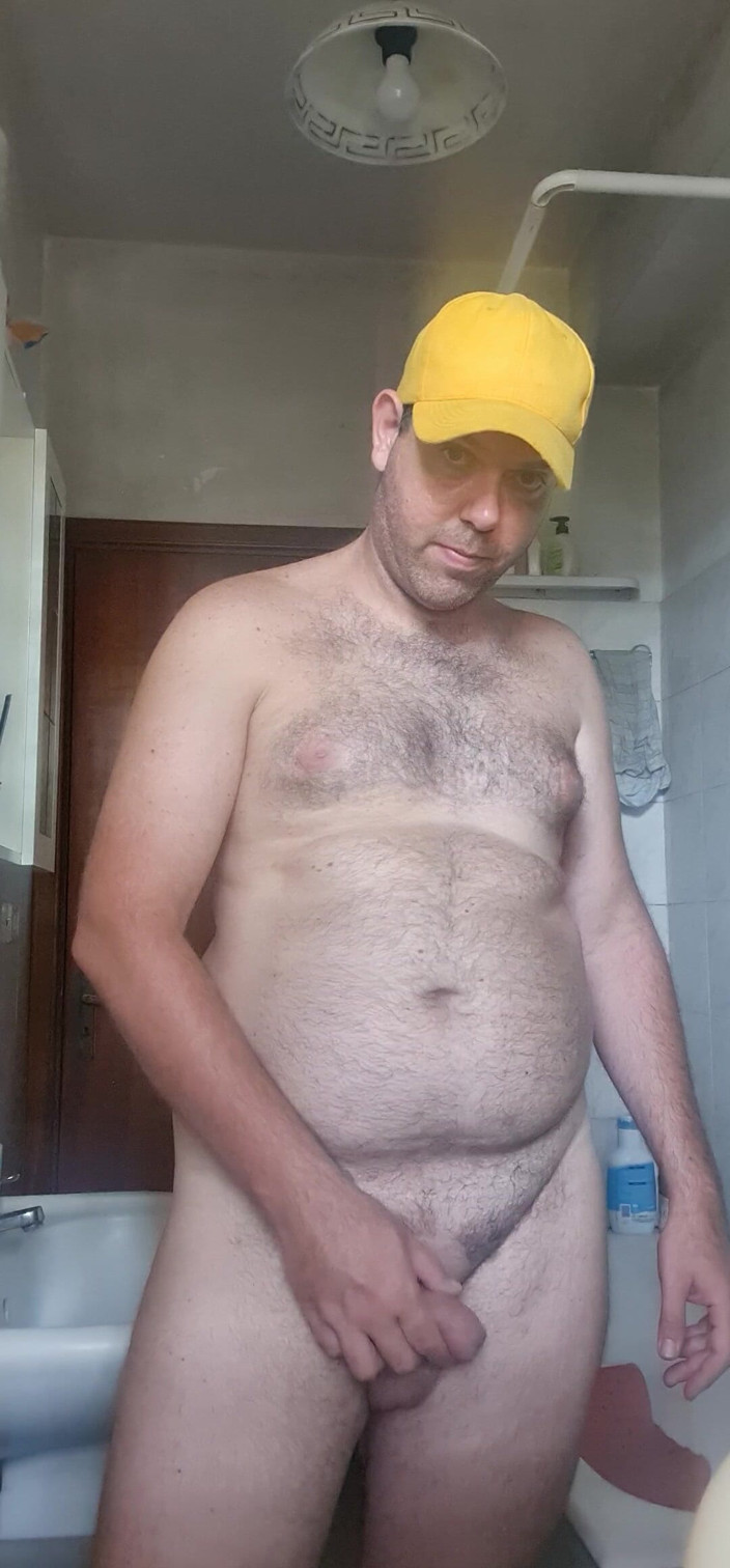 Mirko2589: Naked Boy in Bathroom with Yellow Hat