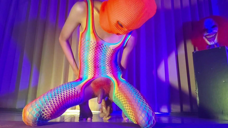 Mango49x: Orange Balaclava Mask Sissy Trans Dyed Pubic Hair Fuck Myself...