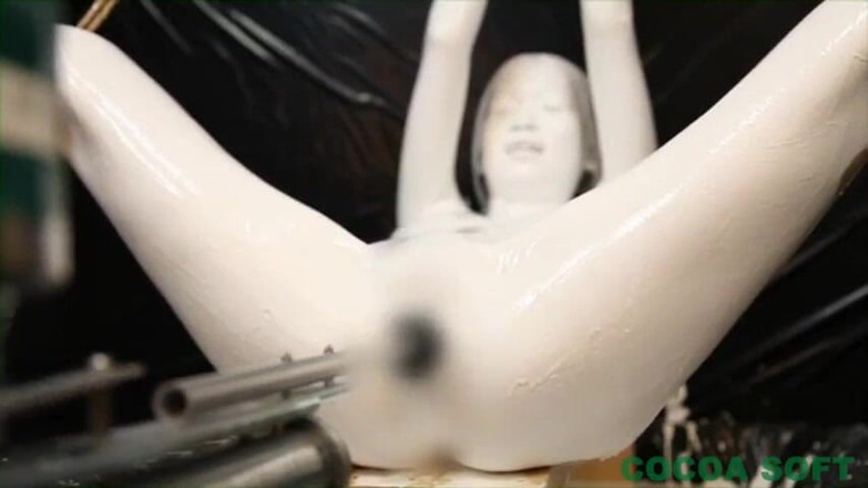 Cocoa Soft: Predicament bondage, white paint, fucking machine and a vibrator for...
