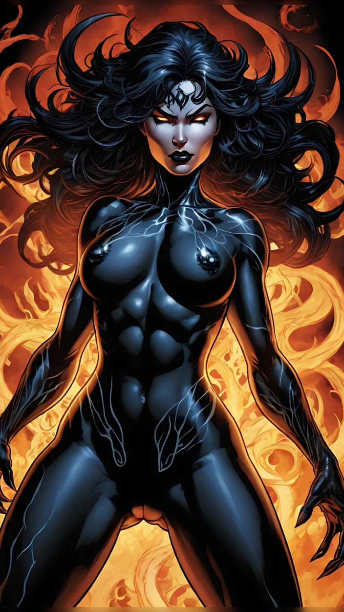 LustRender: Nude Obsidian Flame Shadow Tendrils
