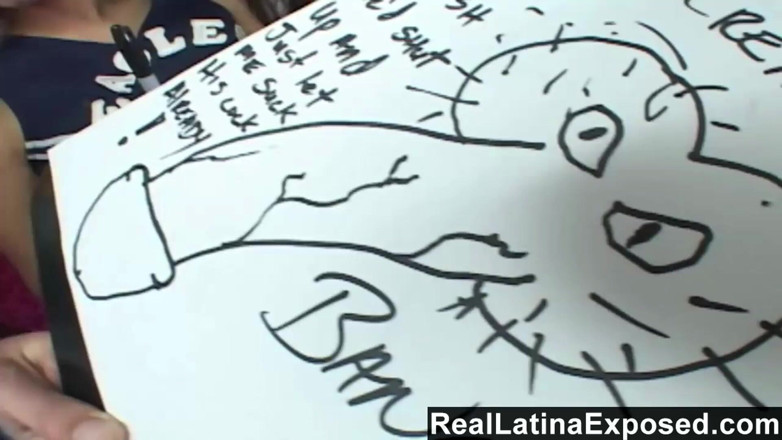 Real Latina Exposed: Cute Latina teen Alexis Love blows and rides big white...
