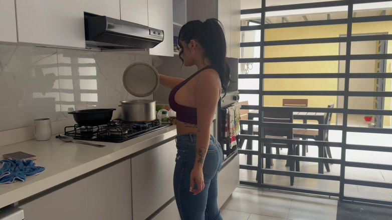 AlejandraPalacios: Maid Gets Fucked by Her Boss in the Kitchen While...