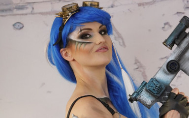 Bravo Models Media: 397 Barbara Bieber Blue Wig Fetish Warrior Girl