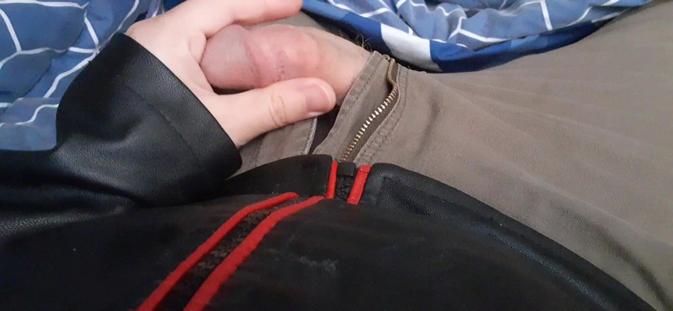 Rusty Sunnybrook: Edging in Red and Black Leather Jacket