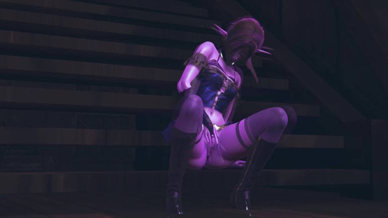 Waifu club 3D: Purple elf masturbates her pussy on the deck of a...