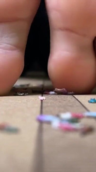 Giantess Smashing Little People on Yoga Mat
