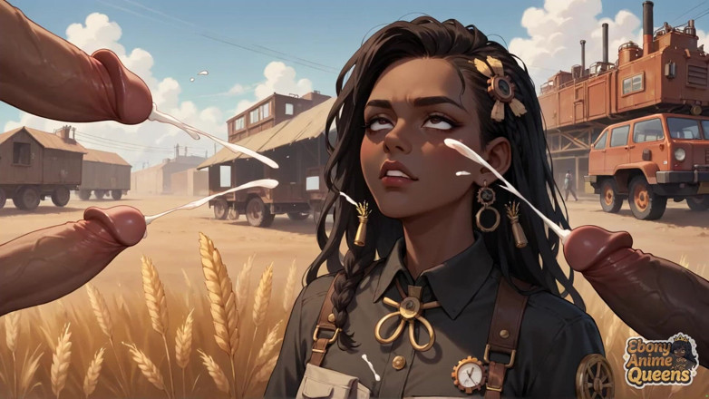 Ebony Anime Queens: Ebony Siren's Wheatfield Temptation - Best Ebony XXX!