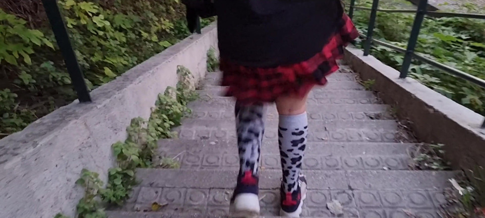 TheloveStory: Outdoor blondy gets off in the woods