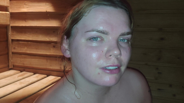 Bastet: Busty Girl Masturbates with a Glass Dildo in the Sauna...