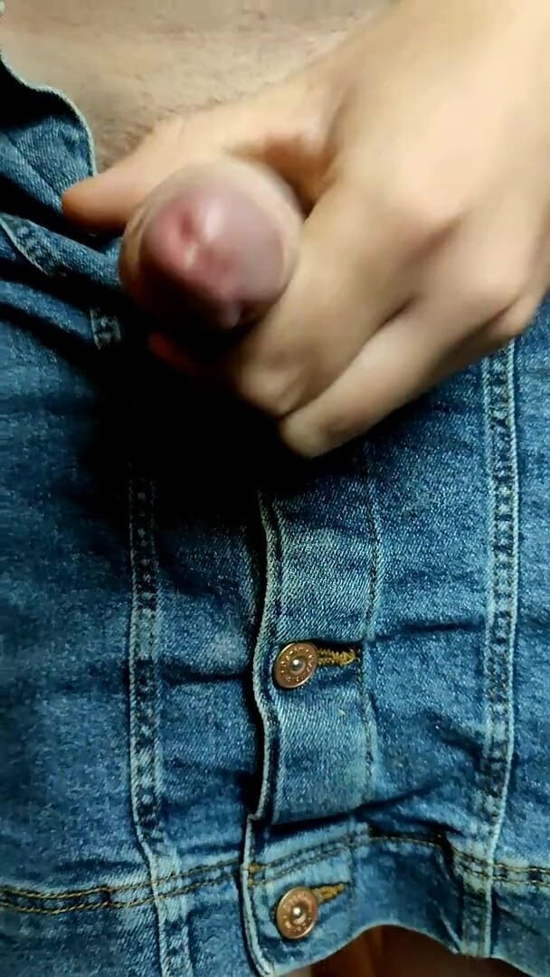 Sara B: Jerk and cum in jeans skirt