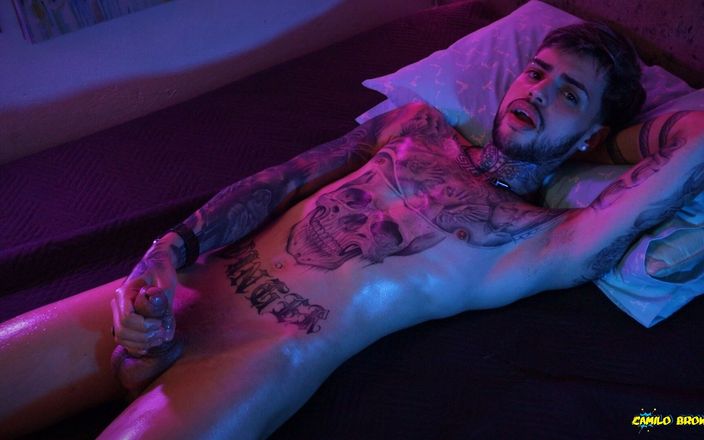 Inked Mike: Hot Tattooed Twink Jerking His Big Uncut Cock with Oil...