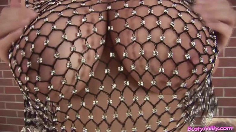 Busty Cafe: Milly Moris Sexy in Mesh