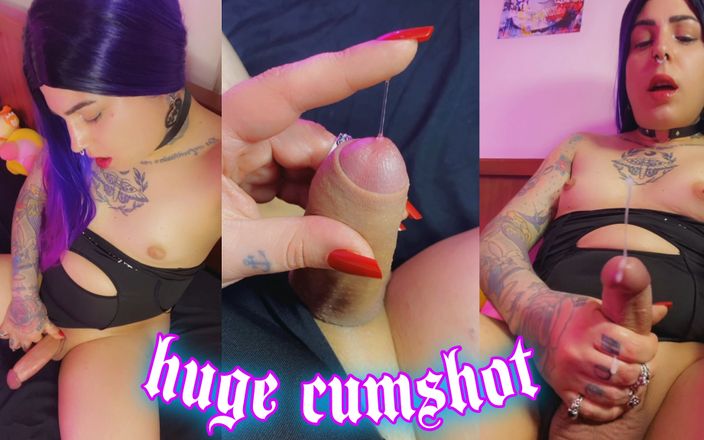 Emma Ink: Tattooed Trans Girl Has Huge Cumshot with Her Big Dick