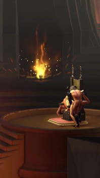 A sexy young blonde gets fucked hard by a fire demon in the dungeon
