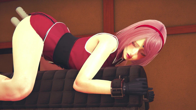 Waifu club 3D: Двойной вибратор в задницу и киску Sakura