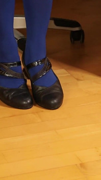 Blue Tights, Mary Jane Heels & Shoeplay Fetish Tease