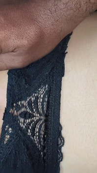 Indian Sexy Wife Wearing Black Bra and Cum in Mouth