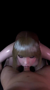 Roztomilá blondýnka kouří ve tmě | 3D porno