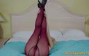 Pantyhose me porn videos: Goldie Ortiz in purple pantyhose and heels teasing and having...
