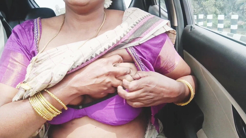 Telugu honey lips: パート-2、テルグ語の汚い話、義理の義理の息子の義理の母の車のロマンチックな旅