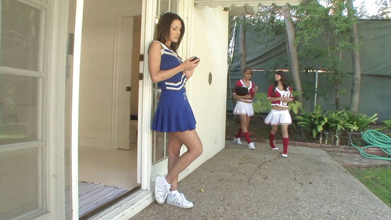 Lesbian Illusion: Three sexy cheerleaders are pleasuring each other's wet pussy