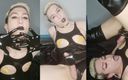 Viper Fierce: Kinky sissy in shiny latex bodysuit and high boots plays...