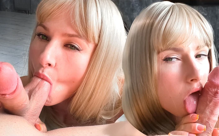 Laloka4you: Kåta blonda deepthroats stor kuk tills sperma i munnen POV