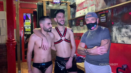 Bareback fetish studio from Madrid: Sexy slut fucked raw by his friend in a backroom...