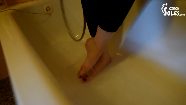 Czech Soles - foot fetish content: Young girl washing and brushing her bare feet
