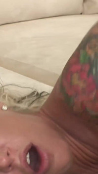 Blonde goddess with tattoos has sex