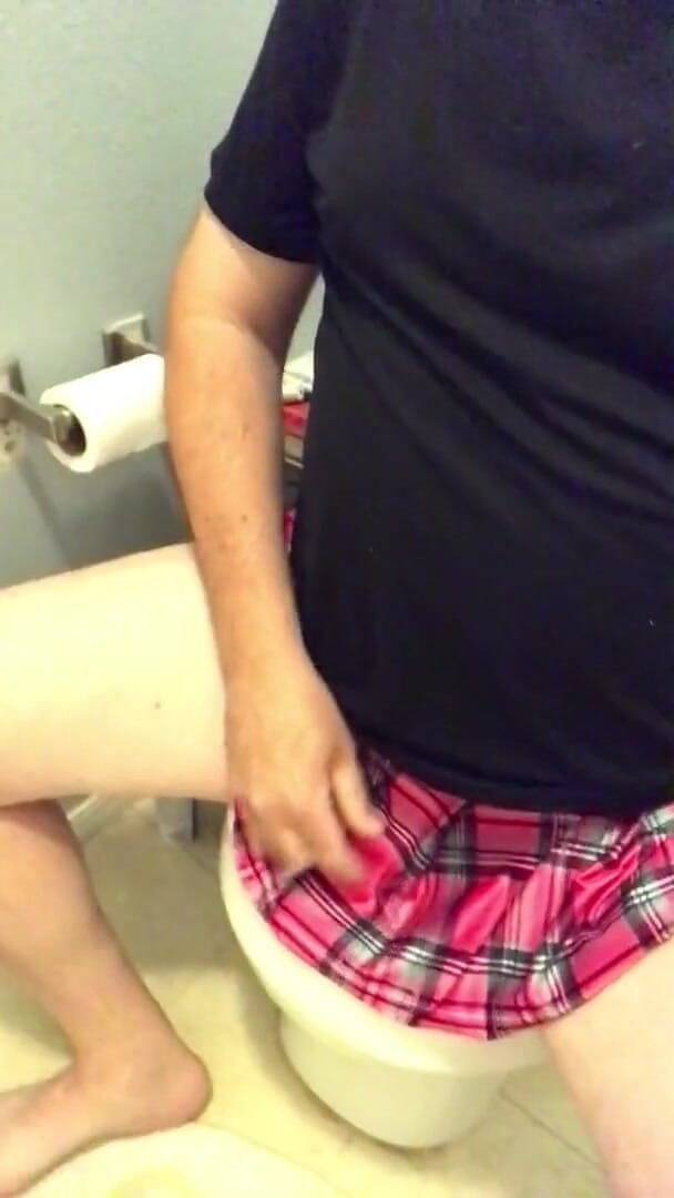 Kinky horny gay bois: Gay sissy showing off his sissy clit in the bathroom
