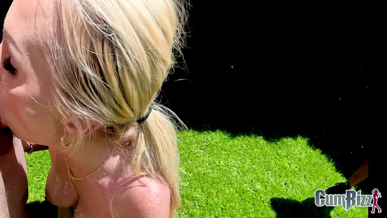 Cumbizz: Dutch Blonde Bimbo Outdoor Cumdump Bukkake