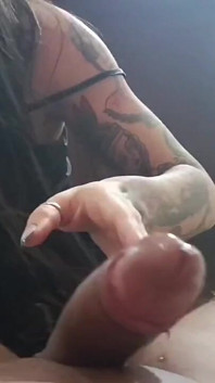 Hot Goth Giving to Two Dicks
