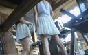 No panties TV: Hot Girls Cook in Miniskirt and Summer Dress Also Short...