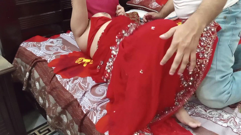 QueenbeautyQB: Big Boobs Indian Stepmom in Red Saree Hard Fucking by...