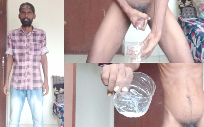 Rajesh Playboy 993: ラジェッシュプレイボーイ993寝室で巨根を自慰行為し、ガラスの中でイク。巨大な射精