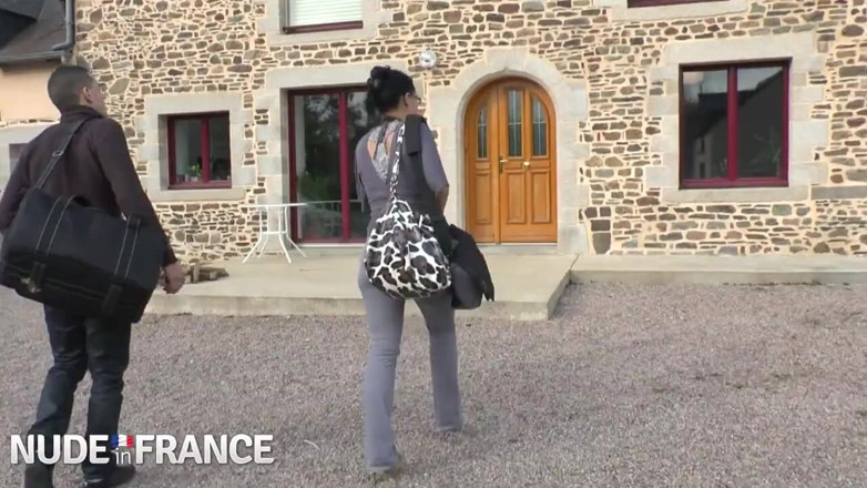 Nude in France: Dirty brunette slut gags on cum shot in mouth