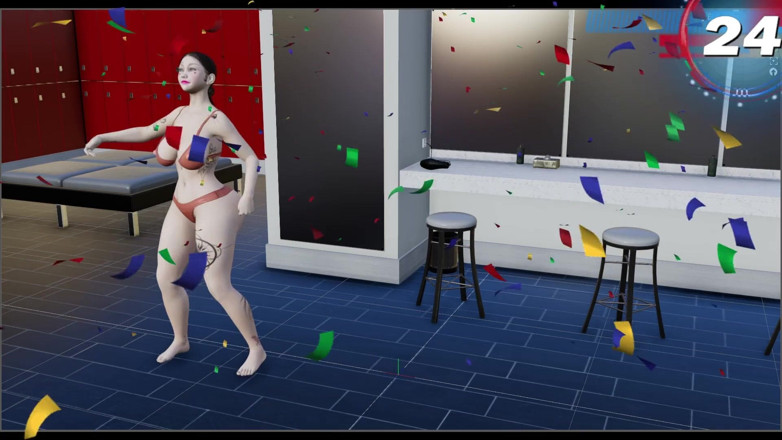 Virtual fantasy studio: Wielkie cycki i tyłek 3D seksowna dziewczyna z kolorowym tatuażem w...