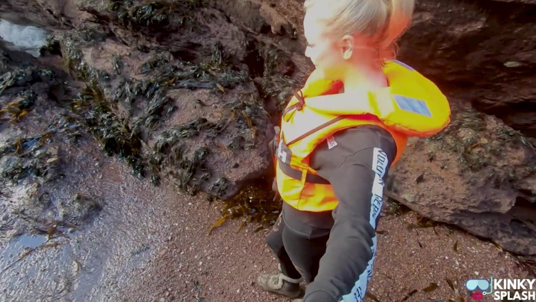 UKCuteGirl Lucy Lauren: Bright Orange Helly Hansen Life Jacket Strap Play