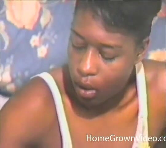 Homegrown Vintage: A big boobs ebony babe takes hard white dick