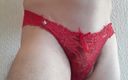 Male bitch in sexy panties: セクシーな赤いパンティー