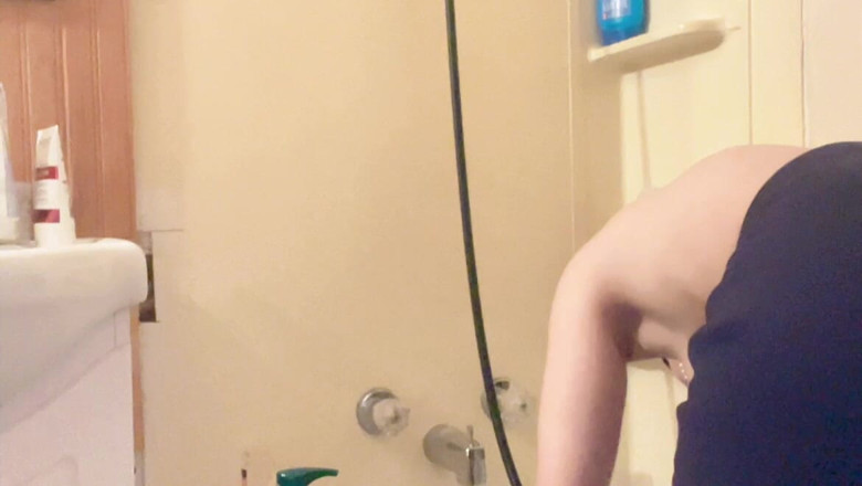 sweethanajapanese: Hana Wash Her Hair on the Bathtub Small Tit so...