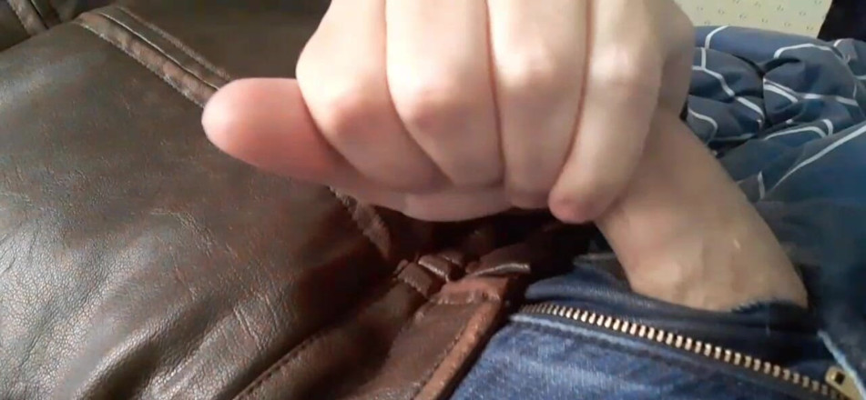 Rusty Sunnybrook: Edge and Cum on New Brown Leather Jacket