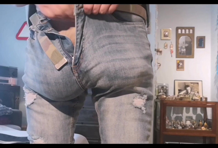 Monster_Meat_: Jeans Bulge dengan Leather Chaps