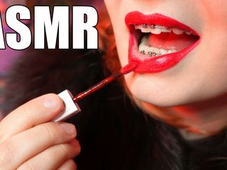 Arya Grander: Red lipstick fetish and fur